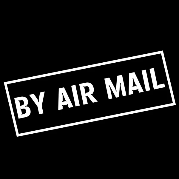 Air mail vit lydelsen på rektangel svart bakgrund — Stockfoto