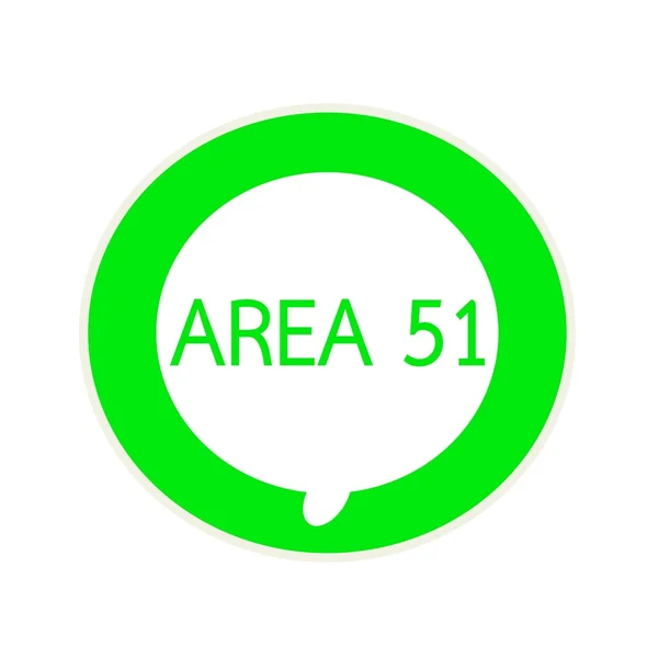 Зона 51 зеленая формулировка на круговой белый пузырь речи — стоковое фото