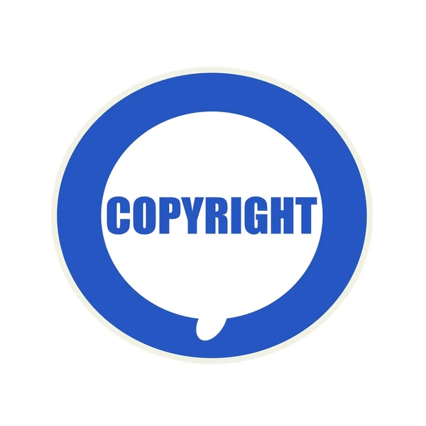 Copyright redacción azul en burbuja blanca circular del discurso —  Fotos de Stock