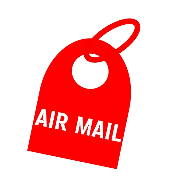 AIR MAIL branco redação no fundo chaveiro vermelho — Fotografia de Stock