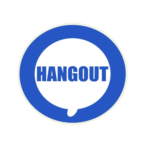 Hangout redacción azul en burbuja de habla blanca circular —  Fotos de Stock