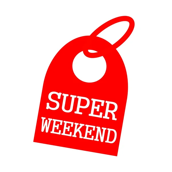 Super Weekend biały sformułowanie na tle czerwony breloczek — Zdjęcie stockowe