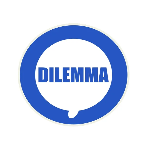 Formulazione di dilemma blu sul fumetto bianco circolare — Foto Stock