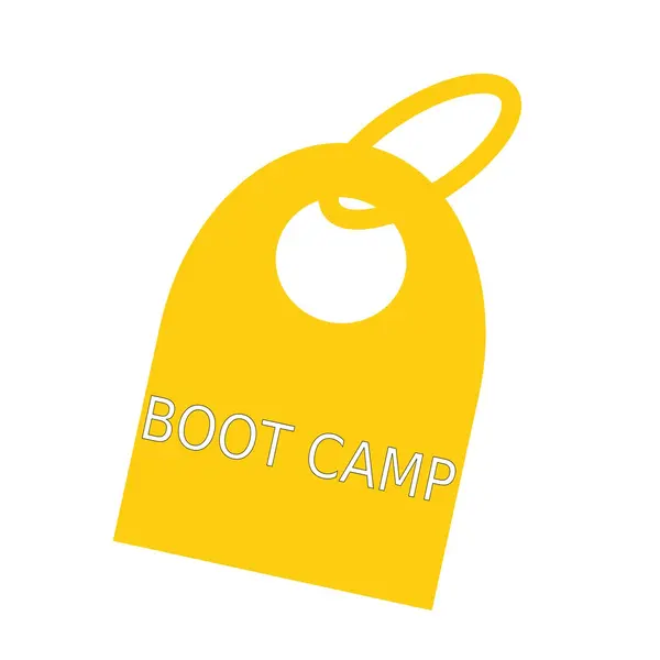 Boot camp vit formuleringen om bakgrunden gul Nyckelknippa — Stockfoto