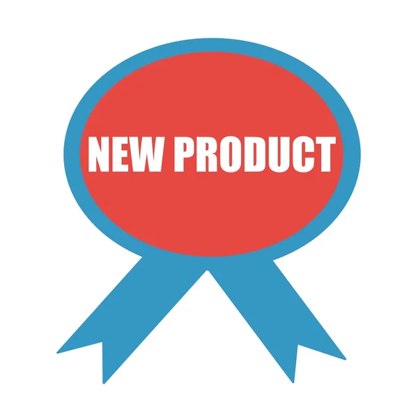 Novo produto branco redação em fundo fita vermelha — Fotografia de Stock