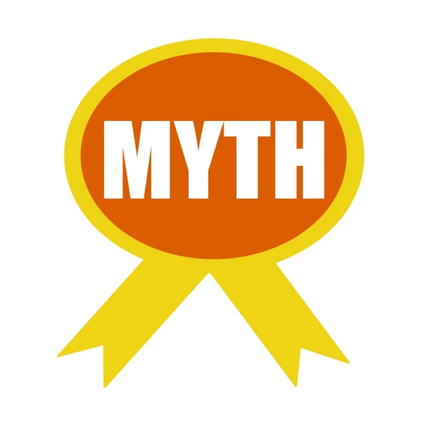 MYTH біле формулювання на фоні помаранчевої стрічки — стокове фото