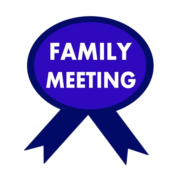 Family meeting white wording on background blue ribbon — Stock Photo, Image
