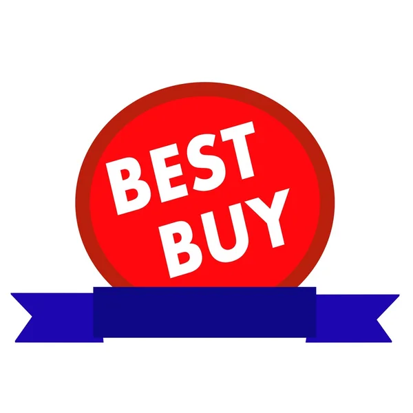 Best buy white wording on Circle red background ribbon blue — Stock Photo, Image