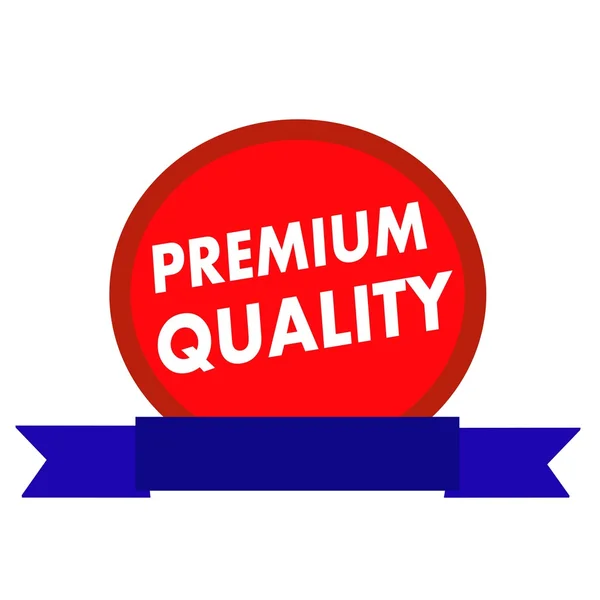Premium jakości białe napisy na koła czerwone tło wstążka niebieski — Zdjęcie stockowe