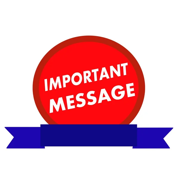 Mensaje importante texto blanco en Círculo rojo cinta de fondo azul —  Fotos de Stock