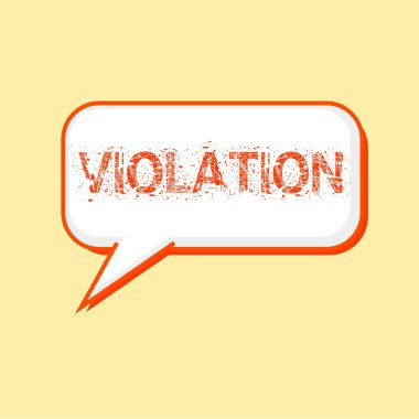 İhlali turuncu açıklamalarıyla konuşma kabarcıklar arka plan sarı-beyaz