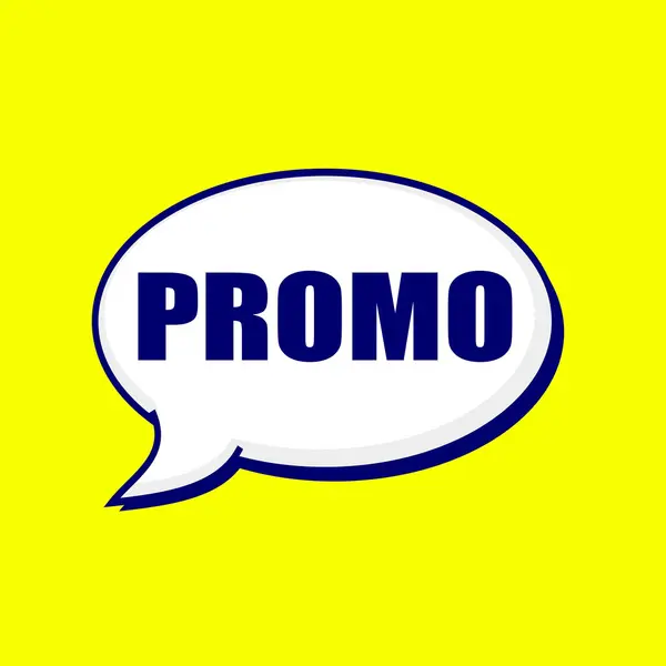 Promo blue-black wording on Speech bubbles Background Yellow — Stock Photo, Image