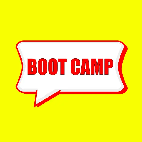 Boot camp rosso formulazione su Speech bolle sfondo giallo — Foto Stock