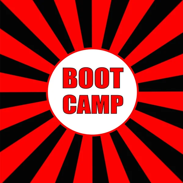 Boot camp Vermelho formulação sobre sol listrado Vermelho-Preto fundo — Fotografia de Stock