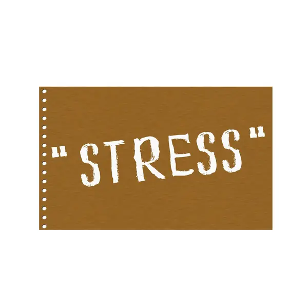 Stress formulação branca no fundo Brown placa de madeira — Fotografia de Stock