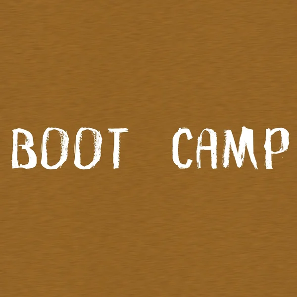 Boot Camp fehér Fogalmazás-ra háttér barna fa — Stock Fotó