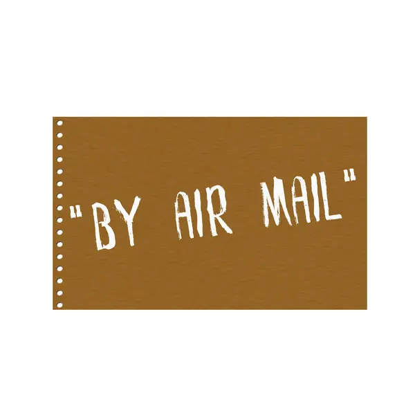 Door air mail witte tekst op achtergrond Brown houten bord — Stockfoto