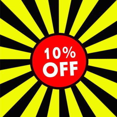 Çizgili güneş sarı-siyah arka plan üzerinde beyaz ifade kapalı % 10