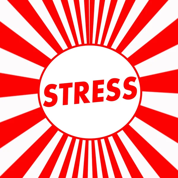 Stress Red wording on Striped sun Red background — Stock Photo, Image