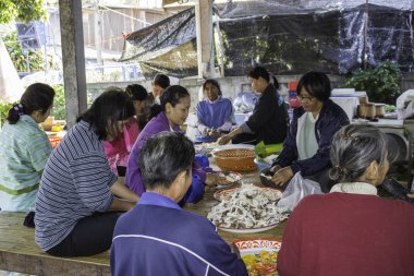 Dini törenler ve yücesine Tayland Isaan bir keşiş koordinasyon