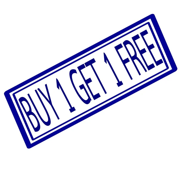 Koupit 1 get 1 free modrá razítka text na bílém pozadí — Stock fotografie