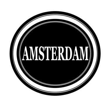 Amsterdam beyaz damga metni siyah