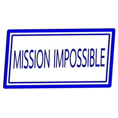 Misyon imkansız mavi damga metni beyaz