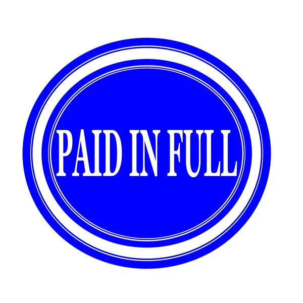 Paid in full white stamp text on blue — Stock Photo, Image