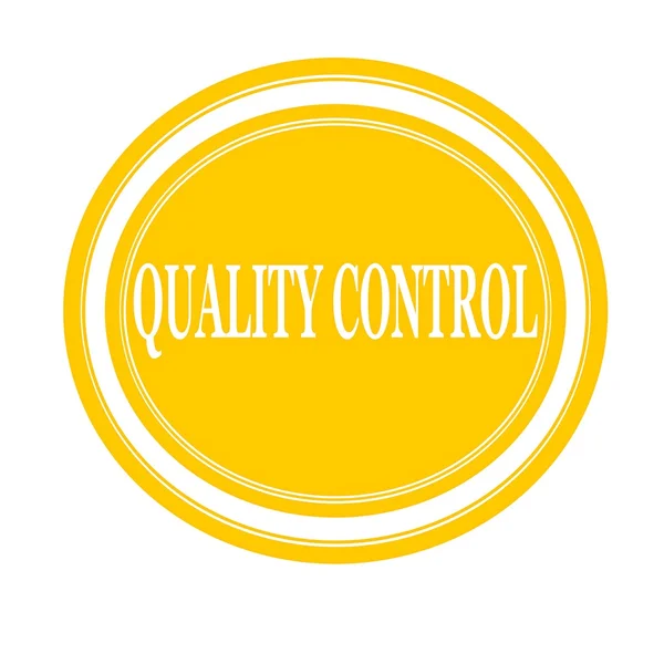 Kvalitetskontroll vit Stämpeltext på gula — Stockfoto