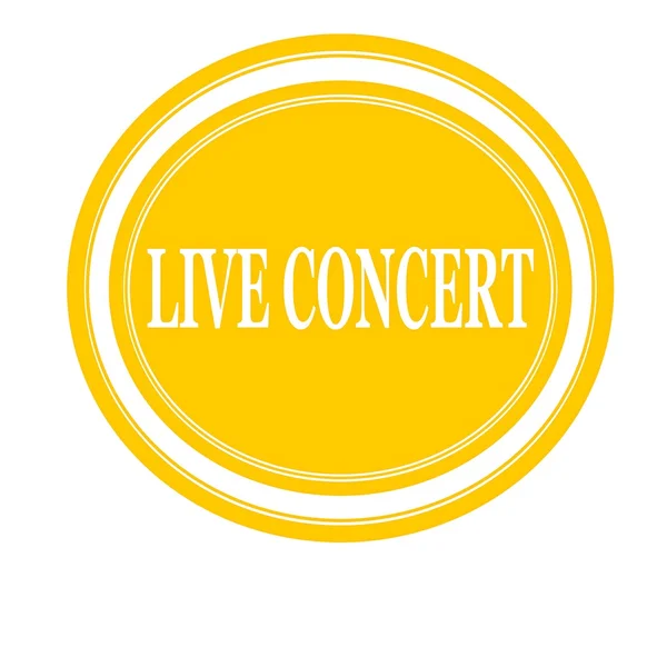 Live concerto francobollo bianco testo su giallo — Foto Stock