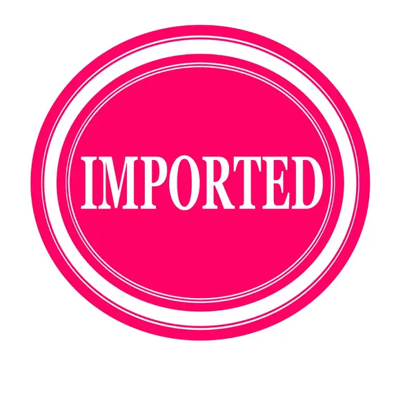 Imported white stamp text on pink — Stock Photo, Image