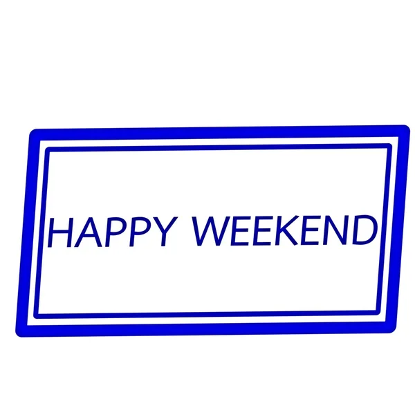 Szczęśliwy weekend niebieski znaczek tekst na białym tle — Zdjęcie stockowe