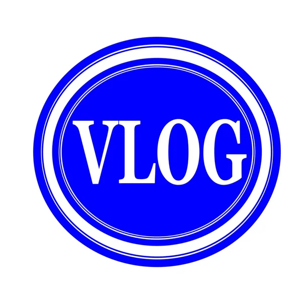 Vlog texto selo branco em azul — Fotografia de Stock