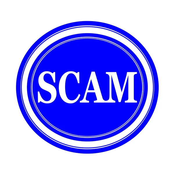 SCAM white stamp text on blue — Stock Photo, Image