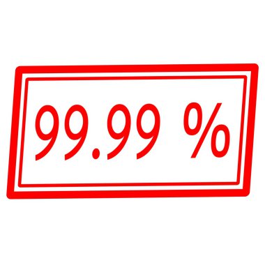 99.99 yüzde kırmızı damga metni beyaz