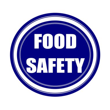 Gıda güvenliği beyaz damga metni blueblack üzerinde