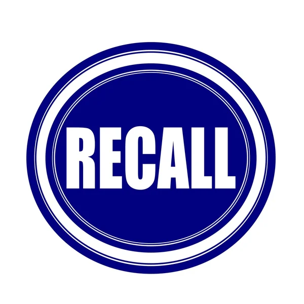 Recall white stamp text on blueblack — Stock Photo, Image