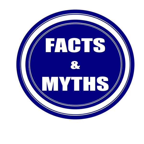 Fakta och myter vit stämpel text på blueblack — Stockfoto