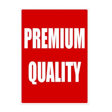 Premium Kalite beyaz damga metni kırmızı zemin üzerine