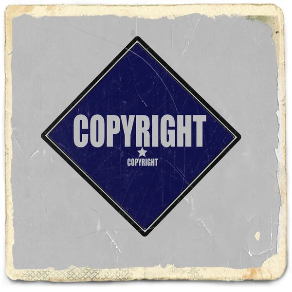 Text Copyright bílý razítka na černém pozadí modré — Stock fotografie