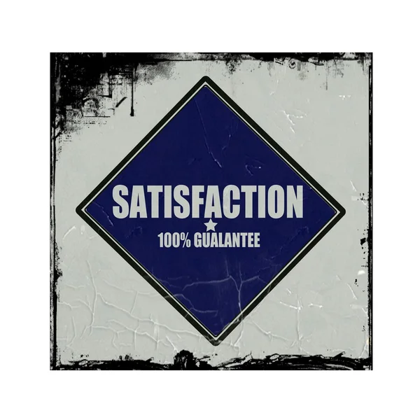 Satisfaction white stamp text on blue black background — Stock Photo, Image