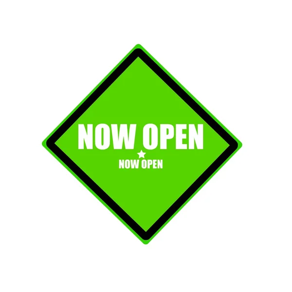 Now open white stamp text on green background — Stock Photo, Image