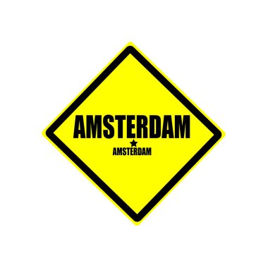 Amsterdam siyah damga metni sarı zemin üzerine