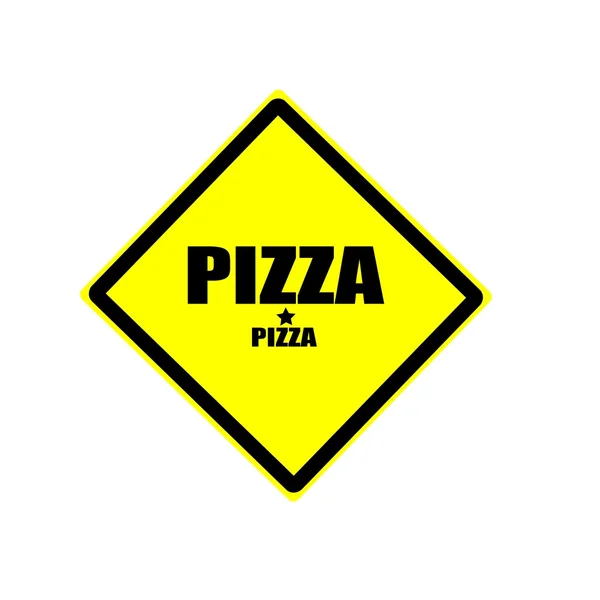 노란 배경에 피자 검은 스탬프 텍스트 — 스톡 사진