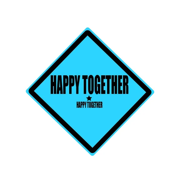 Щасливий разом текст чорної марки на синьому фоні — стокове фото