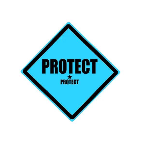 Proteger texto carimbo preto no fundo azul — Fotografia de Stock