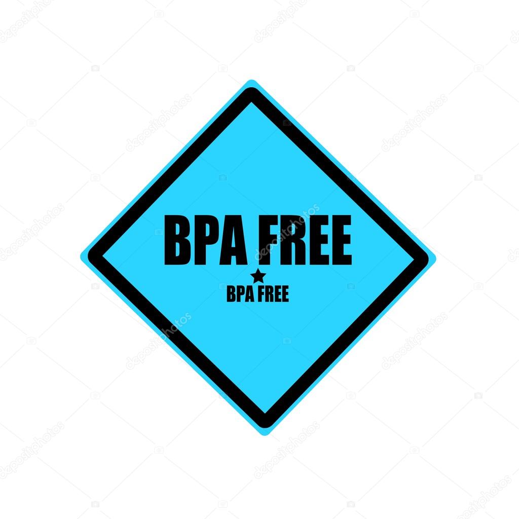 BPA FREE black stamp text on blue background