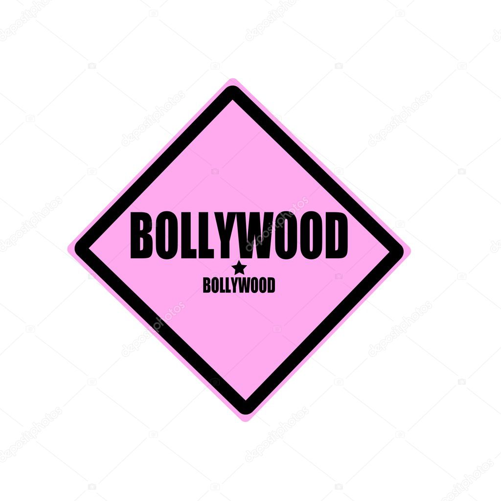 Bollywood black stamp text on pink background