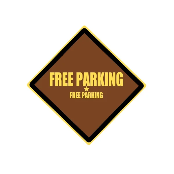 Parcheggio gratuito timbro giallo testo su sfondo marrone — Foto Stock