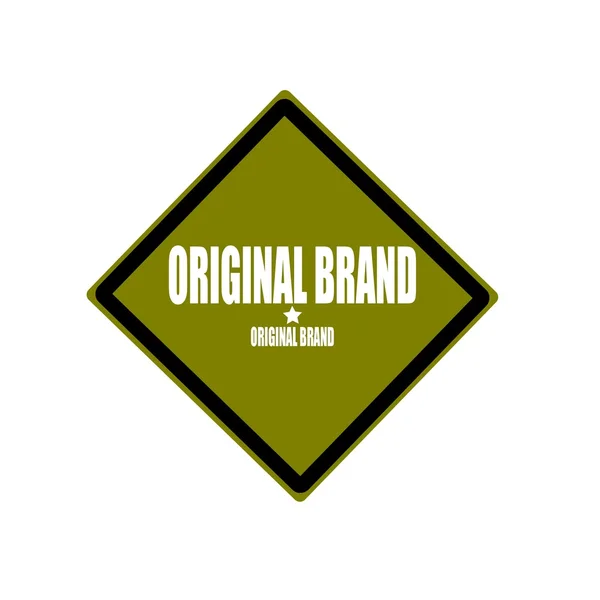 Oryginalny tekst biały znaczek marki na zielonym tle — Zdjęcie stockowe